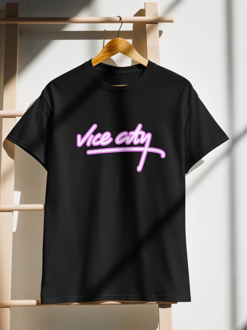 Black Tee with Pink Vice City Script